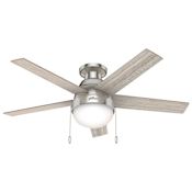 Hunter Anslee 46" 5 Blade Hugger Indoor Ceiling Fan with Reversible Blades and LED Light Kit Brushed Nickel