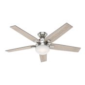 Hunter Apex II 52" 5 Blade LED Indoor Ceiling Fan with Frosted Glass Shade Brushed Nickel