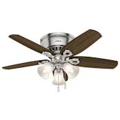 Hunter 42" Hugger Indoor Ceiling Fan - 5 Reversible Blades and LED Light Kit Included Brushed Nickel
