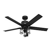 Hunter Lawndale 52" 5 Blade Indoor / Outdoor LED Ceiling Fan with Clear Glass Shades Matte Black