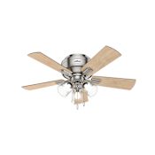 Hunter Crestfield 42" 5 Blade Hugger Indoor Ceiling Fan with Blades and LED Light Kit Brushed Nickel