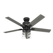 Hunter Techne 52" 5 Blade Indoor LED Ceiling Fan with Remote Control Matte Black