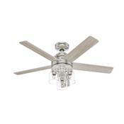 Hunter Lochemeade 52" 5 Blade Indoor LED Ceiling Fan with Clear Glass Shades Brushed Nickel