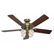 Hunter 52" Indoor Ceiling Fan - 5 Reversible Blades and LED Light Kit Included Antique Brass