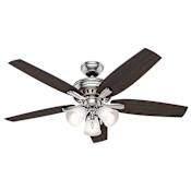 Hunter Newsome 52" Indoor Ceiling Fan - 5 Reversible Blades and LED Light Kit Included Brushed Nickel