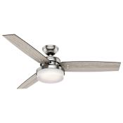 Hunter Sentinel 52" 3 Blade Indoor LED Ceiling Fan with Remote Control Brushed Nickel