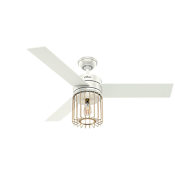 Hunter 52" Indoor Ceiling Fan - 3 Reversible Blades with Remote Control and Light Kit Included Fresh White