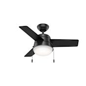 Hunter Aker 36" 3 Blade Indoor LED Ceiling Fan Black
