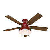Hunter Mill Valley Low Profile 52" 5 Blade LED Hugger Indoor Ceiling Fan Barn Red