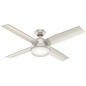 Hunter Dempsey 52" 4 Blade LED Indoor Ceiling Fan with Light Kit and Remote Control Included Matte Nickel