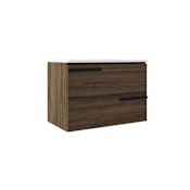 ICO Bath Accent 32" Wide Single Basin Vanity Set with Cabinet, Stone Composite Vanity Sink Top, and Decorative Legs Dark Walnut