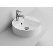 ICO Bath Calma 15-3/4" Circular Stone Composite Vessel Bathroom Sink Gloss White