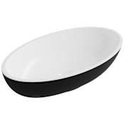 ICO Bath Calma 11-3/4" Oval Stone Composite Console Bathroom Sink Matte White / Matte Black