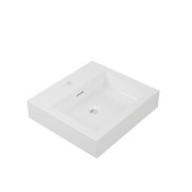 ICO Bath Calma 17-3/4" Rectangular Cast Marble Composite Vessel Bathroom Sink with 1 Faucet Holes at 1" Centers White