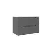 ICO Bath Coda 32" Wide Single Basin Vanity Set with Cabinet, Stone Composite Vanity Sink Top, and Modern Legs Ash Grey