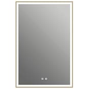 ICO Bath Eden 24" W x 36" H Modern Rectangular Aluminum Framed Bathroom Wall Mirror with Light Brushed Bronze