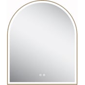 ICO Bath Odin 29-1/2"W x 36"H Arched Flat Framed Wall Mounted Bathroom Mirror with LED Lighting Brushed Bronze