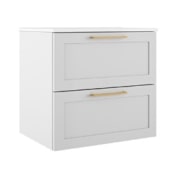 ICO Bath Rhythm 24" Wide Single Basin Vanity Set with Cabinet, Stone Composite Vanity Sink Top, and Handle Pull Matte White