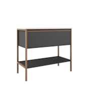 ICO Bath Tempo 36" Wide Vanity Set with Single Drawer Cabinet, Stone Composite Vanity Cabinet Top, and Frameless Mirror - Less Sink Ash Grey