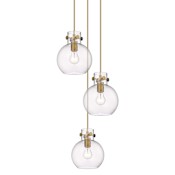 Innovations Lighting Newton Sphere 3 Light 16" Wide Multi Light Pendant Brushed Brass / Clear