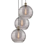 Innovations Lighting Athens Deco Swirl 3 Light 19" Wide Multi Light Pendant Antique Brass / Light Smoke Deco Swirl