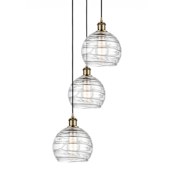 Innovations Lighting Athens 3 Light 15" Wide Multi Light Pendant Antique Brass / Clear Deco Swirl