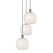 Innovations Lighting White Mouchette 3 Light 17" Wide Suspension Multi Light Pendant Antique Brass