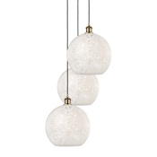 Innovations Lighting White Mouchette 3 Light 19" Wide Suspension Multi Light Pendant Antique Brass