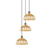 Innovations Lighting Bristol Natural II 3 Light 16" Wide Multi Light Pendant Antique Brass / Natural