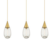 Innovations Lighting Malone 3 Light 38" Wide Linear Pendant Brushed Brass / Clear