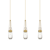 Innovations Lighting Milan 3 Light 37" Wide Linear Pendant Brushed Brass / Clear