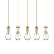 Innovations Lighting Owego 5 Light 37" Wide Linear Pendant Brushed Brass / Clear