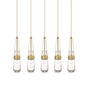 Innovations Lighting Milan 5 Light 37" Wide Linear Pendant Brushed Brass / Clear