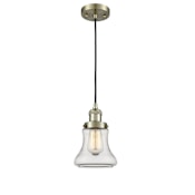 Innovations Lighting Bellmont 6" Wide Mini Pendant - Cord Suspension Antique Brass / Clear