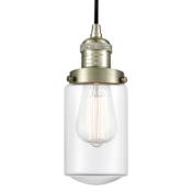 Innovations Lighting Dover 5" Wide Mini Cord Hung Pendant Antique Brass / Clear