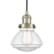 Innovations Lighting Olean 7" Wide Mini Cord Hung Pendant Antique Brass / Clear