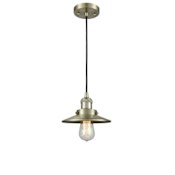 Innovations Lighting Railroad 8" Wide Mini Pendant - Cord Suspension Antique Brass