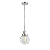 Innovations Lighting Beacon 6" Wide Mini Pendant - Cord Suspension Polished Chrome / Clear