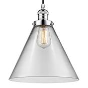 Innovations Lighting X-Large Cone Single Light 12" Wide Pendant with Adjustable Cord Polished Chrome / Clear