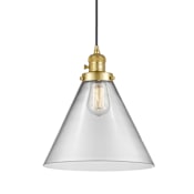 Innovations Lighting Cone 12" Wide Pendant Satin Gold / Clear