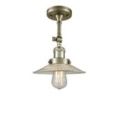 Innovations Lighting Halophane Single Light 9" Wide Convertible Semi-Flush Ceiling Fixture Antique Brass / Clear Halophane
