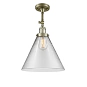 Innovations Lighting X-Large Cone 12" Wide Semi-Flush Ceiling Fixture with 19" Height Antique Brass / Clear