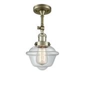 Innovations Lighting Small Oxford Single Light 8" Wide Convertible Semi-Flush Ceiling Fixture Antique Brass / Clear