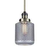 Innovations Lighting Stanton Single Light 6" Wide Mini Pendant with Hang Straight Swivel Antique Brass / Vintage Wire Mesh