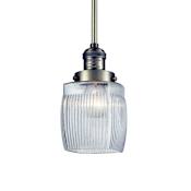 Innovations Lighting Colton Single Light 6" Wide Mini Pendant with Hang Straight Swivel Antique Brass / Thick Clear Halophane