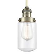 Innovations Lighting Dover 10" Tall Mini Rod Hung Pendant Antique Brass / Clear