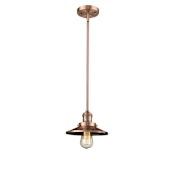 Innovations Lighting Railroad 8" Wide Mini Pendant - Downrod Suspension Antique Copper / Metal Shade