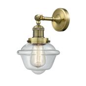 Innovations Lighting Small Oxford Single Light 12" Tall Bathroom Sconce with Multiple Shade Options Antique Brass / Clear