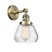 Innovations Lighting Fulton Single Light 11" Tall Bathroom Sconce with Multiple Shade Options Antique Brass / Clear