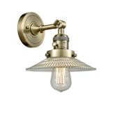 Innovations Lighting Halophane Single Light 8" Tall Bathroom Sconce - 3 Way Switch on Socket Antique Brass / Flat